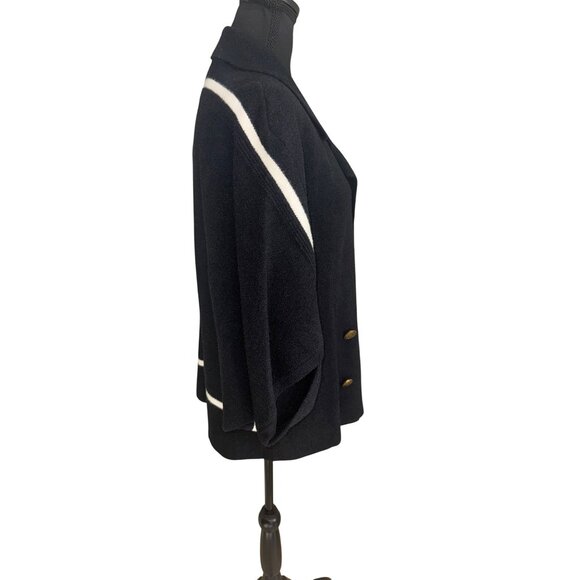 New Joh Jinny Black Knitted Double Breasted Sweater Jacket Dolman Sleeve Soft M - Picture 6 of 10